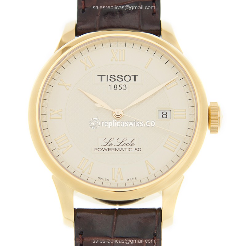 Tissot LE LOCLE Replica in PVD Gold Case & White Dial, Automatic Movement Watch