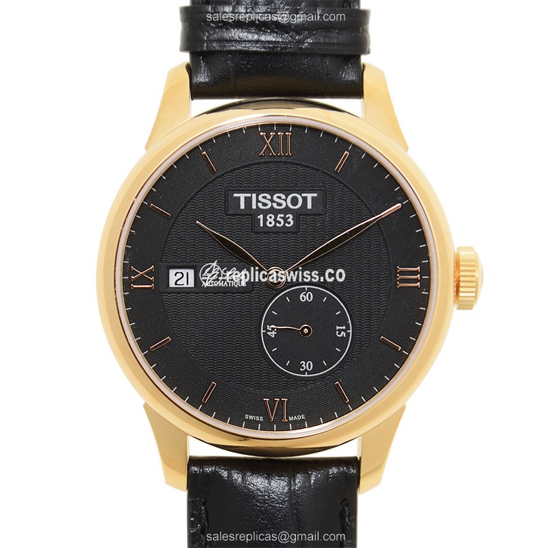Tissot LE LOCLE Series Replica Watch, Automatic Movement, Black Dial & Leather Strap
