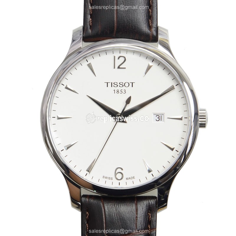 Tissot T-Classic Quartz Replica, Sleek Silver Dial, Genuine Leather Strap Watch
