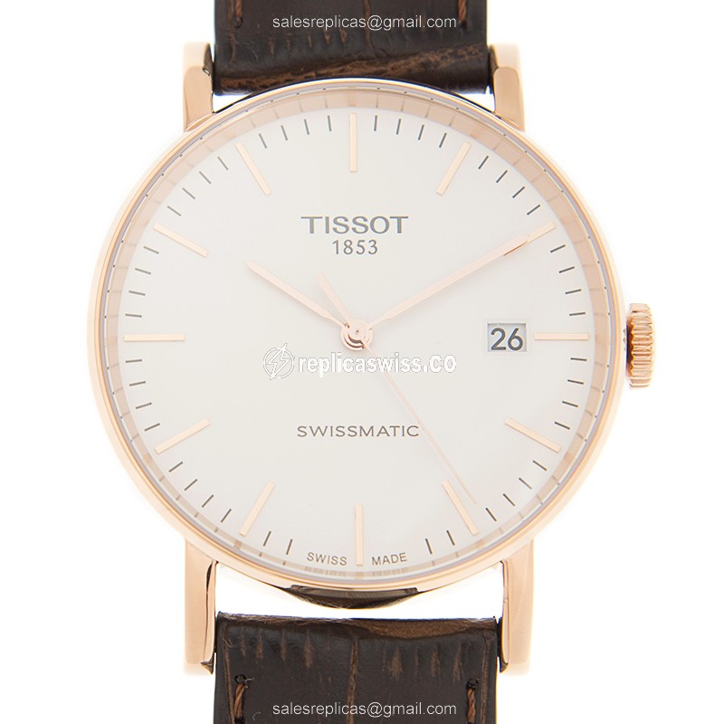 Tissot T-CLASSIC Replica, Automatic Movement, White Dial & Gold Case Watch