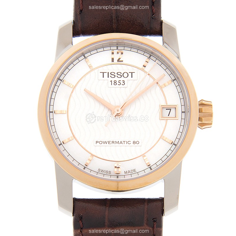 Tissot T-CLASSIC Replica in 18kt Gold, Automatic Movement & White Dial, Leather Strap Watch