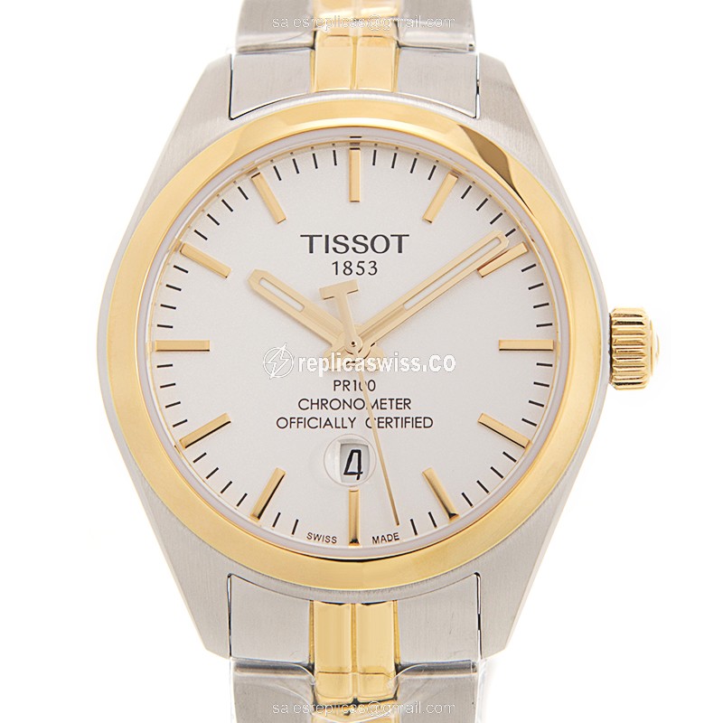 Tissot T-CLASSIC Replica in Gold-Plated Stainless Steel, Automatic Movement & White Dial Watch