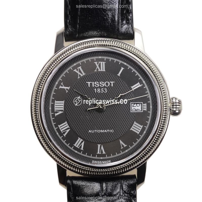 Tissot T-Classic Replica in Stainless Steel & Black Leather, Automatic Movement Watch