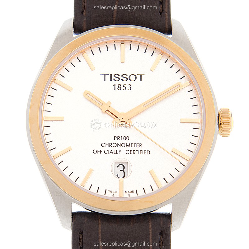 Tissot T-Classic Replica in Stainless Steel Case, White Dial, Genuine Leather Strap Watch