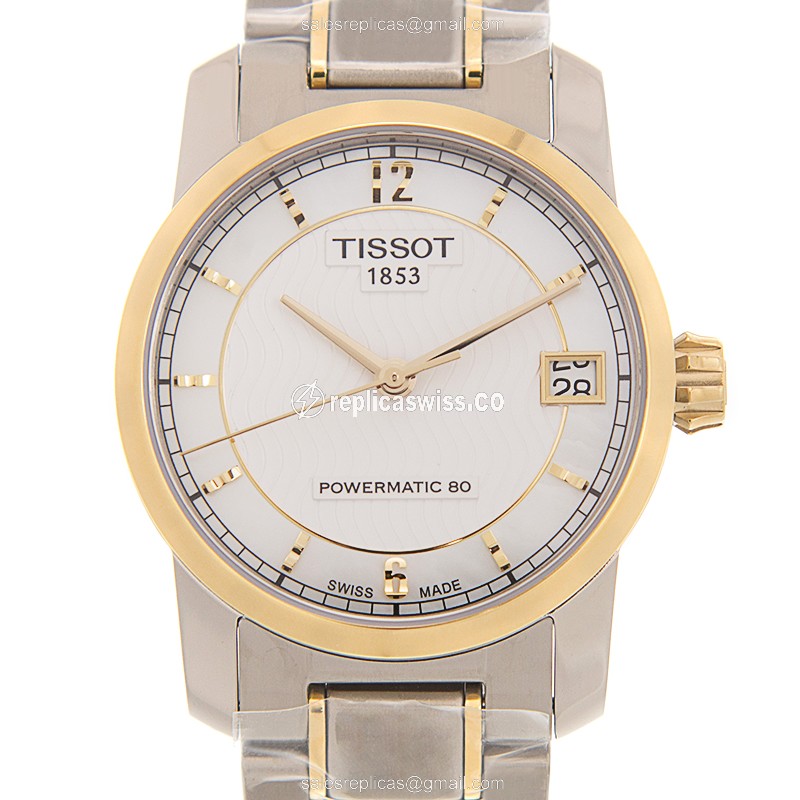 Tissot T-Classic Replica in Stainless Steel & Gold Plated, Automatic Movement, White Dial Watch