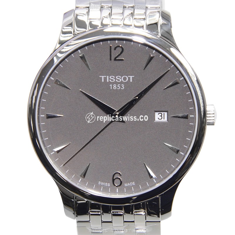 Tissot T-Classic Replica in Stainless Steel, Gray Dial, Quartz Movement, Silver Strap Watch
