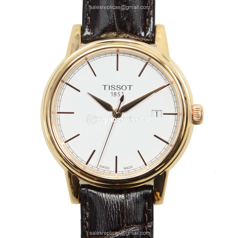 Tissot T-Classic Replica in Stainless Steel, White Dial, Genuine Leather Strap Watch