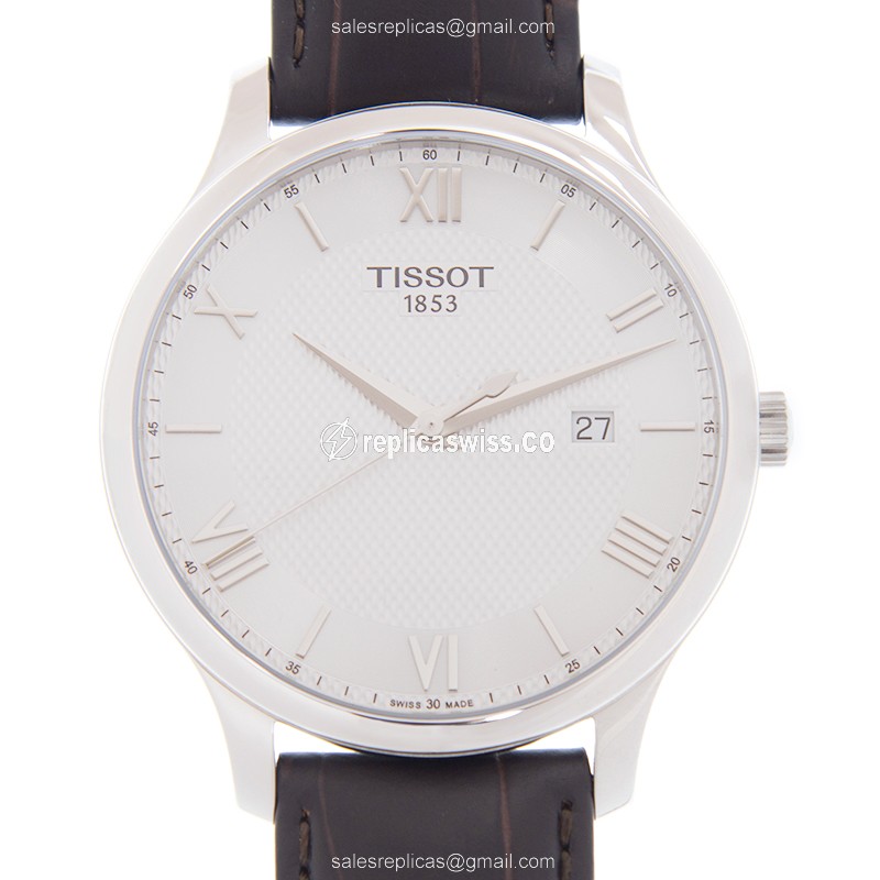 Tissot T-Classic Replica Watch | Swiss Quartz | Silver Dial, Genuine Leather Strap