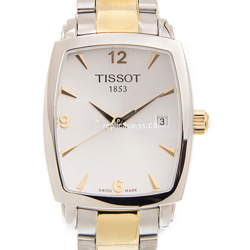 Tissot T-Classic Replica with Silver Dial Gold-Plated Steel Strap Watch