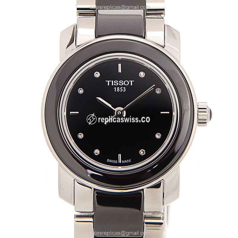 Tissot T-Lady Quartz Watch, Exquisite Black Dial & Robust Steel Case
