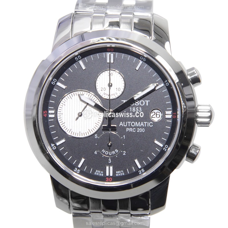 Tissot T-SPORT Black Dial Automatic Replica | Stainless Steel Case & Silver Band Watch