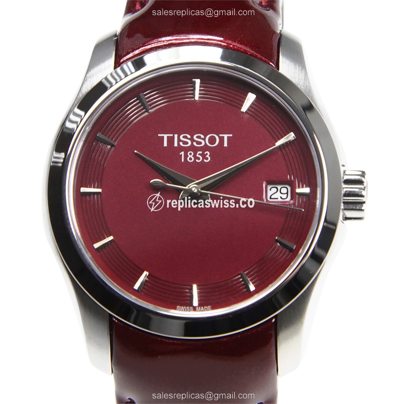 Tissot T-TREND Replica Watch | Red Dial, Leather Strap | Quartz Movement