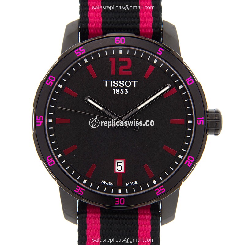 Tissot T095.410.37.057.01 T-SPORT Steel Case, Black Dial Replica with Quartz Movement Canvas