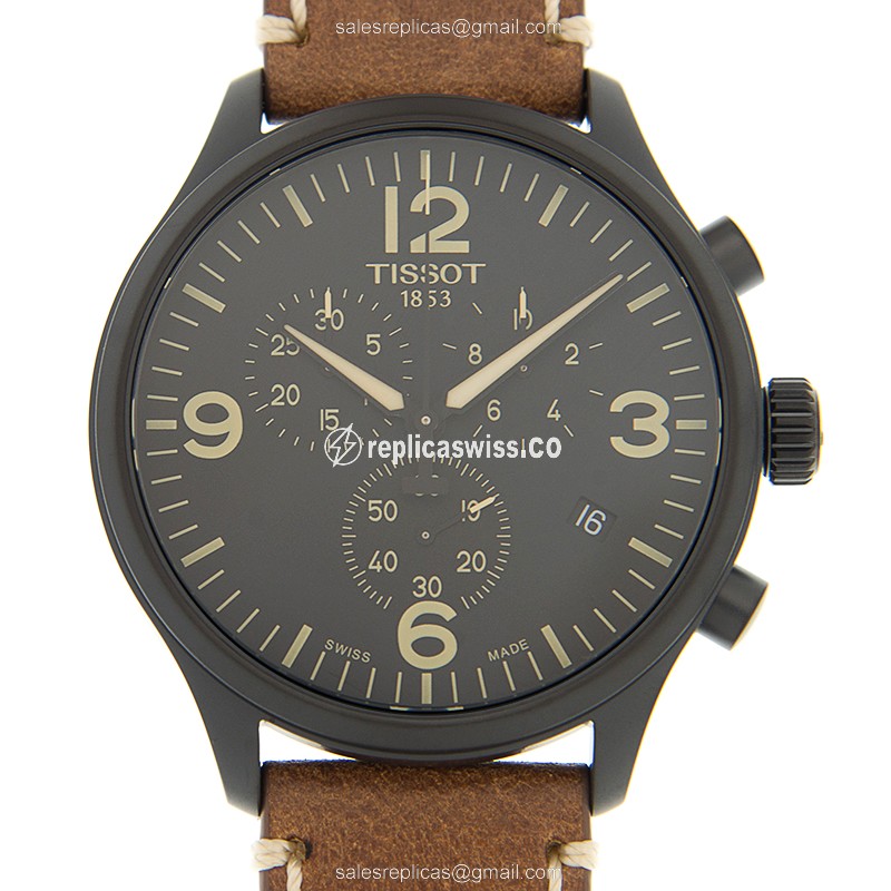 Tissot T116.617.36.057.00 T-SPORT — Black Dial, Leather Strap Quartz Watch