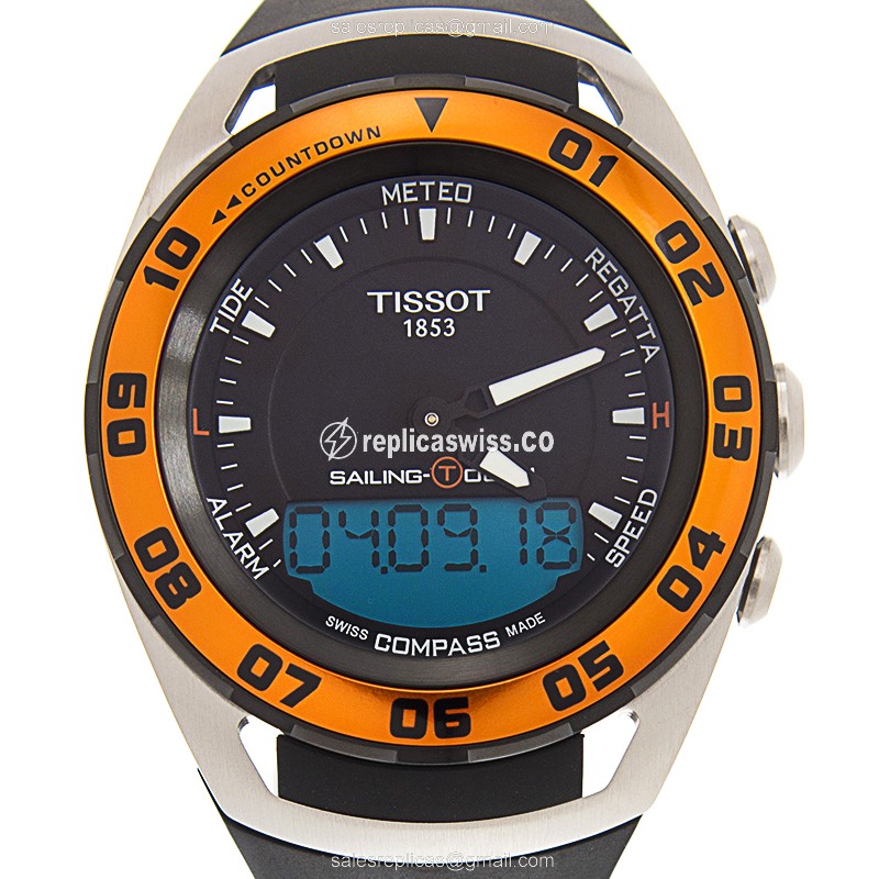 Tissot TOUCH Collection T056.420.27.051.02 Replica, Black Dial, Stainless Steel Case, Rubber Strap