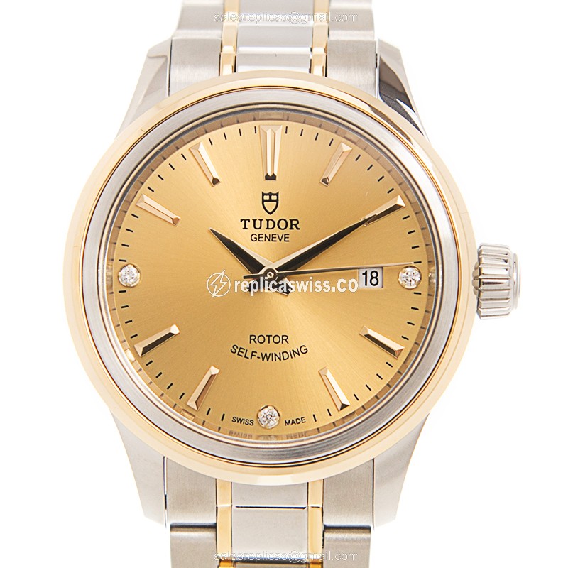 Tudor 12103-65013-CH Model Automatic Gold Dial Watch, 18kt Steel Case & Bracelet