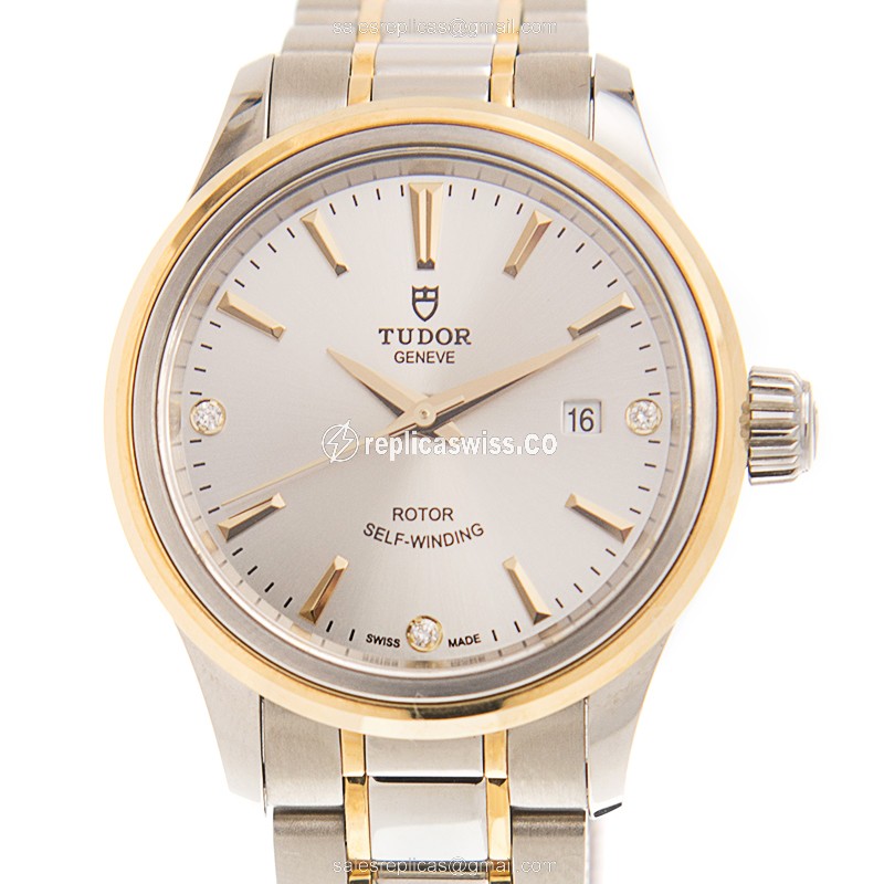 Tudor 12103-65013 Silver Dial Automatic Replica, 18kt Gold & Steel Case, Sapphire Crystal Watch