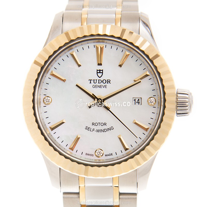 Tudor 12113-65013-369DI-NCWT replica features White Dial & 18kt Gold Case, Automatic Movement Watch