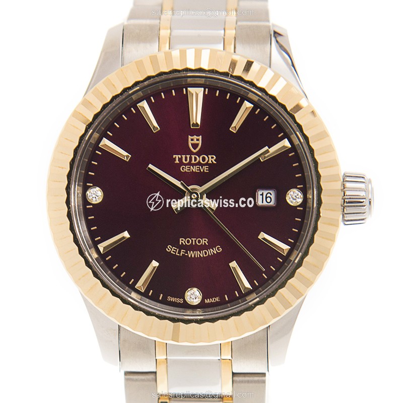 Tudor 12113-65013-369DI-PUR Replica with Automatic Movement & 18kt Gold Steel Case, Purple Dial