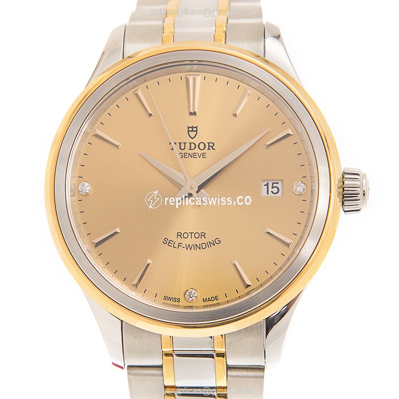 Tudor 12503-65053-369DI-CH Manual Wind Replica in PVD Gold Case & Silver Strap Watch