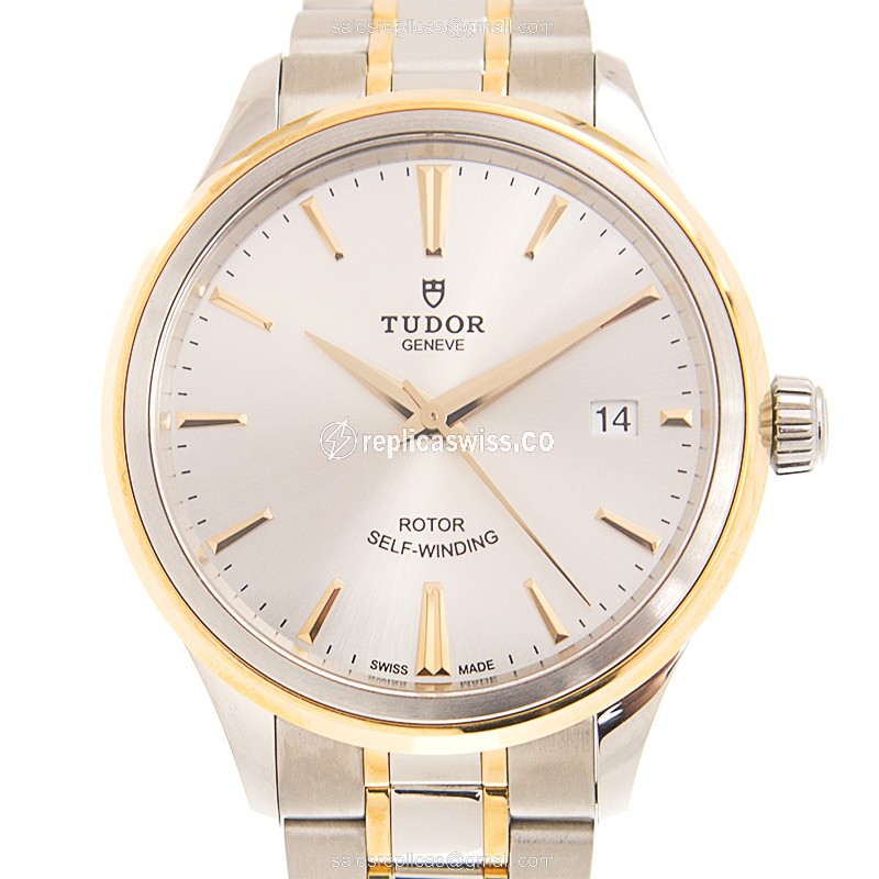 Tudor 12503-65053-SV Silver Dial Automatic Replica, 18kt Steel Case & Gold Clasp Watch