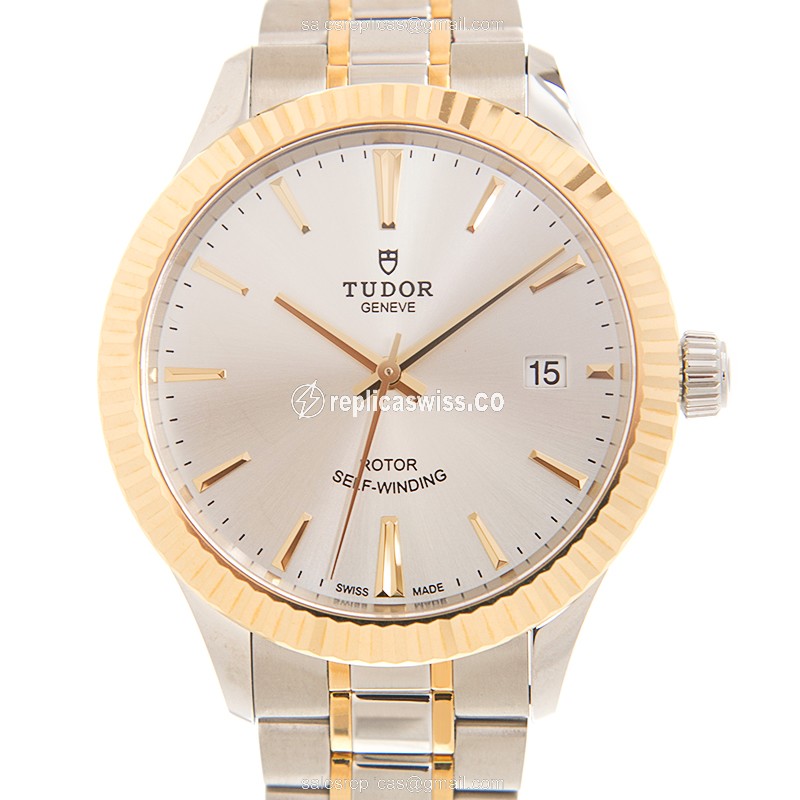 Tudor 12513-65063-SV Silver Dial Automatic, 18kt Gold & Steel Case Watch