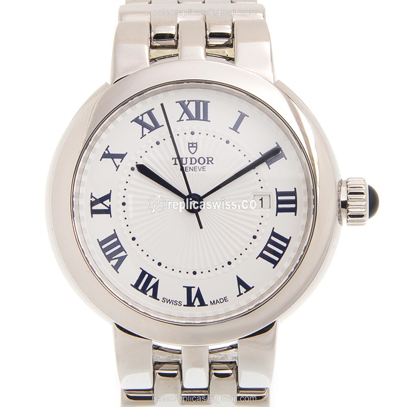 Tudor 35500-65740-WT Clair De Rose: White Dial Automatic Steel Case & Silver Strap Watch
