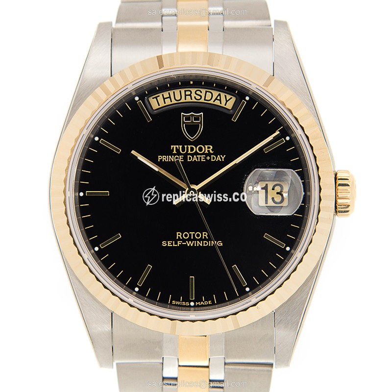 Tudor 76213-62483-BK Replica Watch | Automatic Movement | Black Dial & 18kt Gold Steel Case