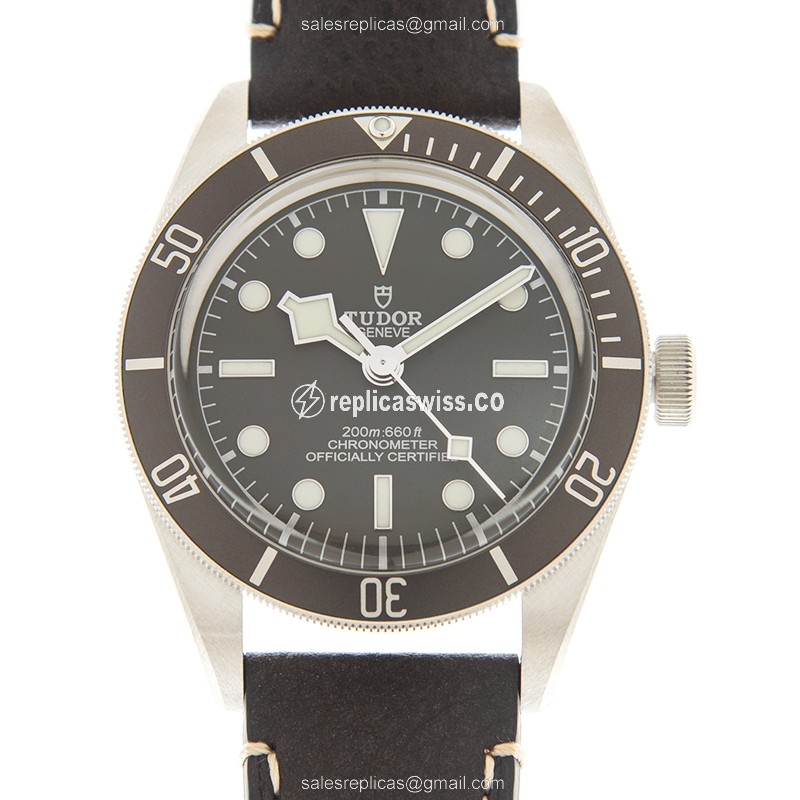 Tudor 79010SG Black Bay 1958 Replica with Automatic Movement Silver Case Watch