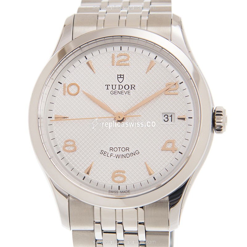 Tudor 91550-67050-SV 1926 Silver Automatic Replica, Stainless Steel Case & Silver Clasp Watch