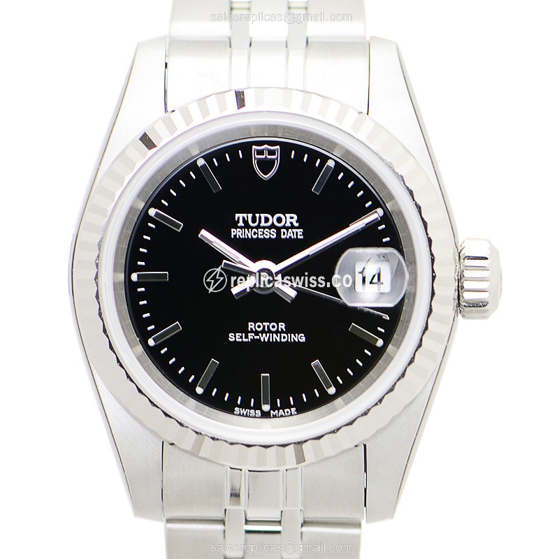 Tudor 92414-62430-BK Black Dial Automatic Steel Case Silver Strap Sapphire Crystal Watch
