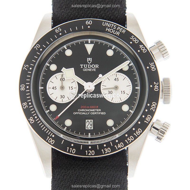 Tudor Black Bay 1958 Automatic Replica in Stainless Steel with Black Dial Canvas Strap Watch