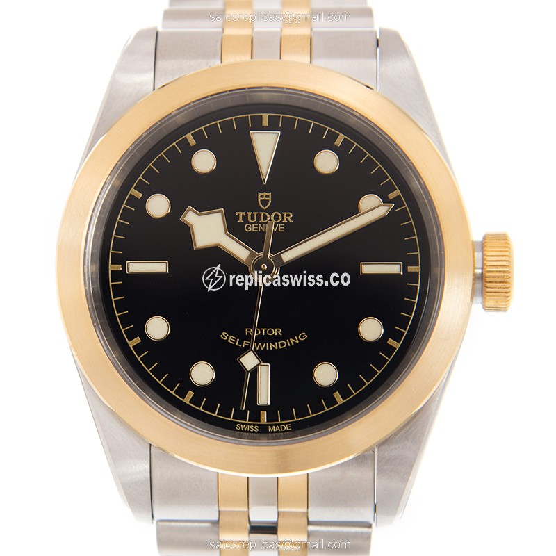 Tudor Black Bay 79543BK Replica: Automatic Movement, Black Dial, Gold-Plated Steel Case Watch