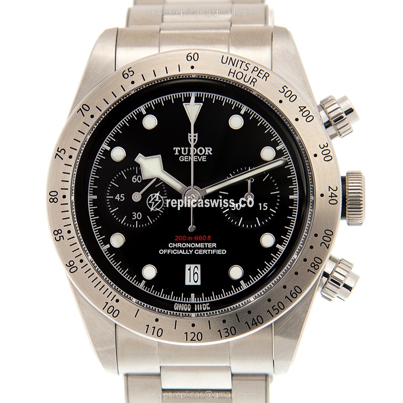 Tudor Black Bay Chrono Replica in Stainless Steel, Automatic Movement & Black Dial Watch