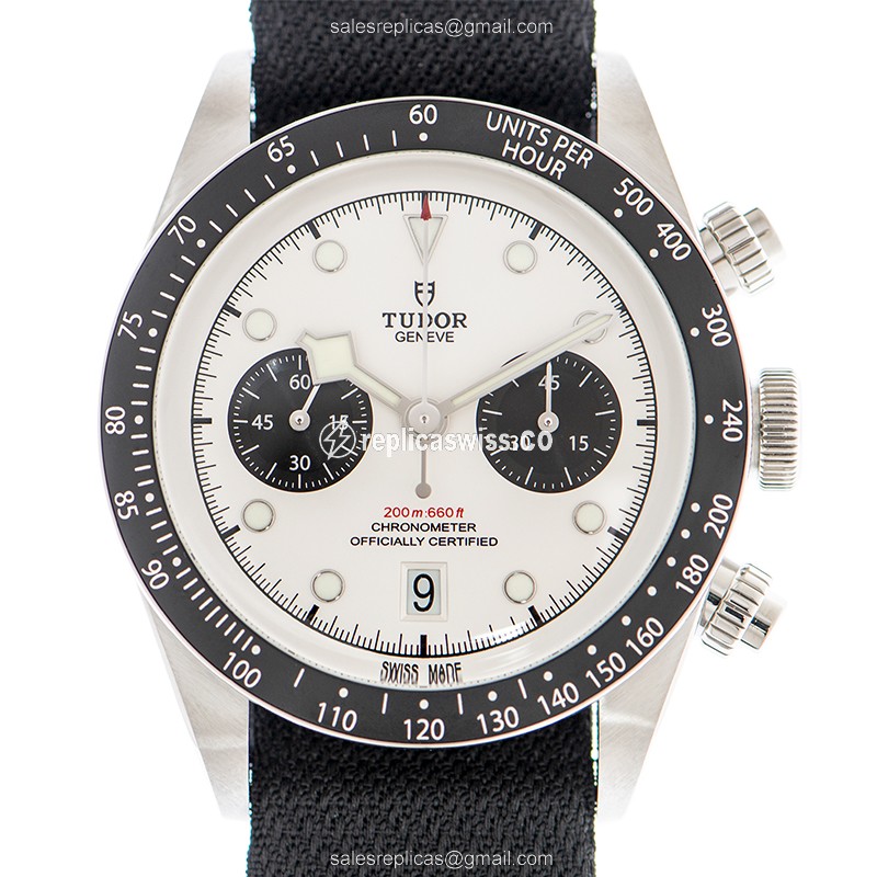 Tudor Black Bay Chrono Replica in Stainless Steel, Automatic Movement & White Dial Watch