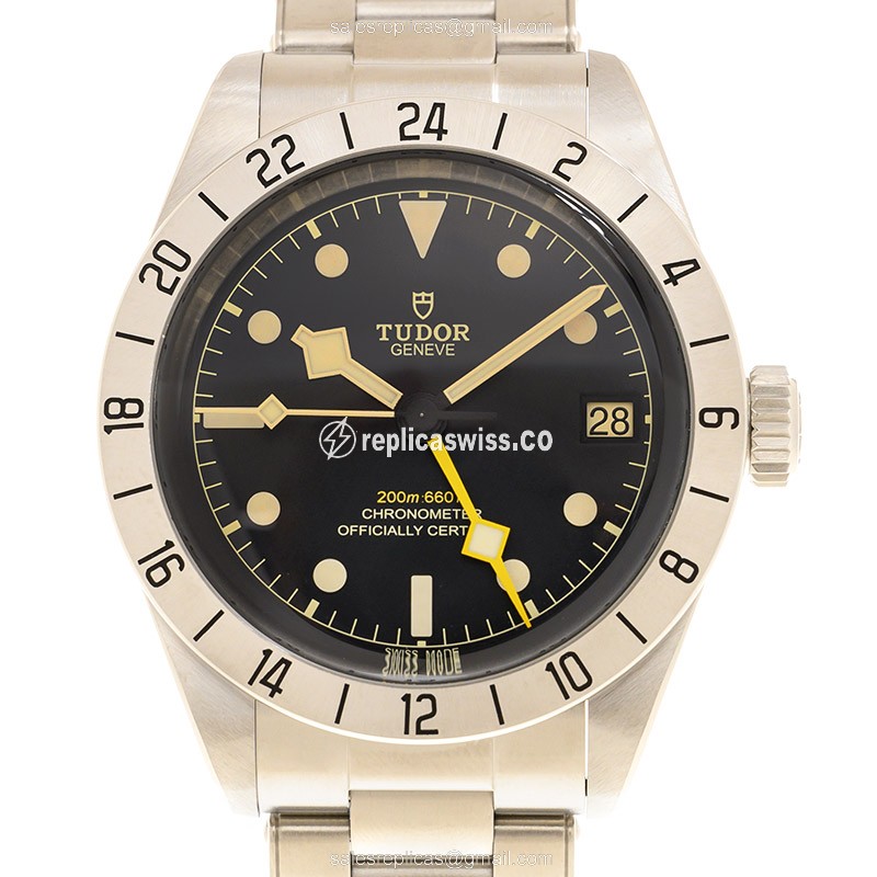 Tudor Black Bay Pro Automatic, Polished Steel Case, Black Dial, Silver Steel Strap Watch