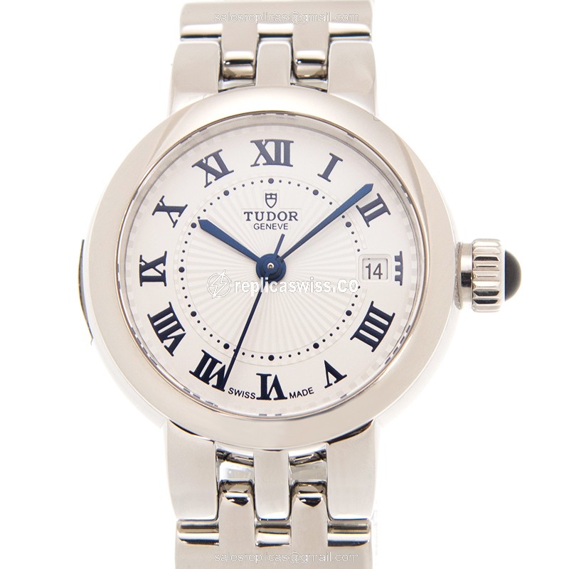 Tudor Clair De Roes Automatic Replica, White Dial, Stainless Steel Case & Silver Band Watch