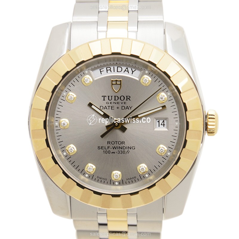 Tudor Classic 23013-62113 in 18kt Steel & Gray Dial | Automatic Movement & Silver Chain Bracelet