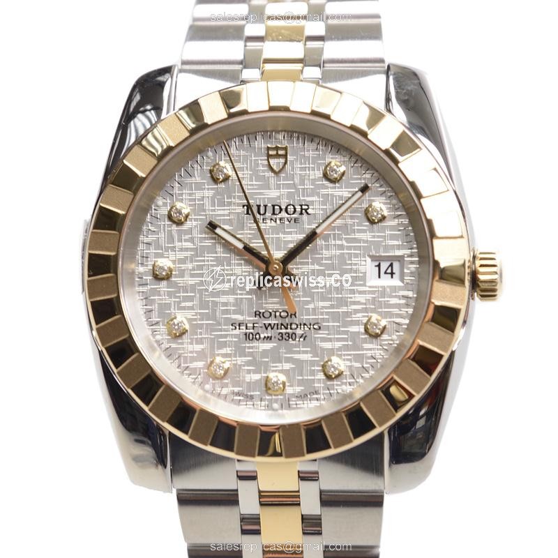 Tudor Classique 21013-62583 Silver Dial Automatic Gold-Steel Case Watch