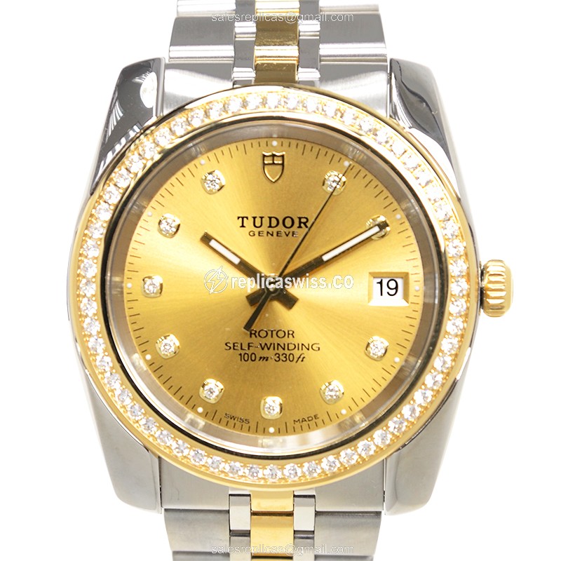 Tudor Classique 21023-62583: 18kt Gold Automatic, Sapphire Crystal, Silver Strap Watch