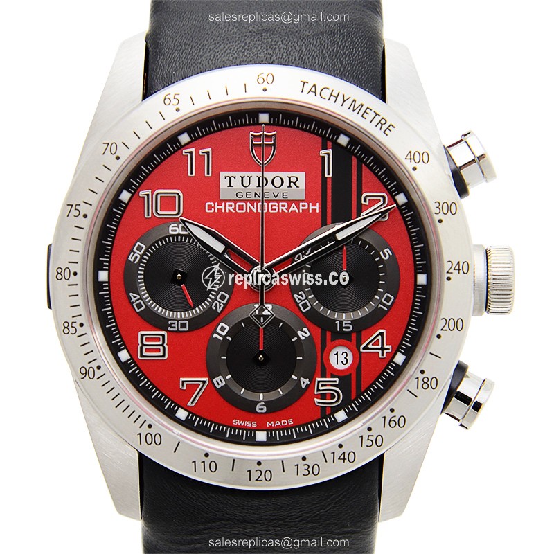 Tudor Fastrider 42000D Red Dial Automatic Steel Watch, Leather Strap & Sapphire Crystal