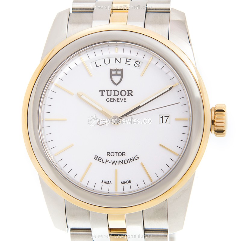 Tudor Glamour Date 56003-68063: White Dial, Automatic Movement, Gold-Plated Steel Case Watch