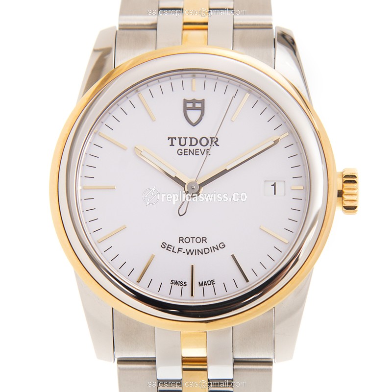 Tudor Glamour Date Replica in 18kt Steel & White Dial, Automatic Movement Watch