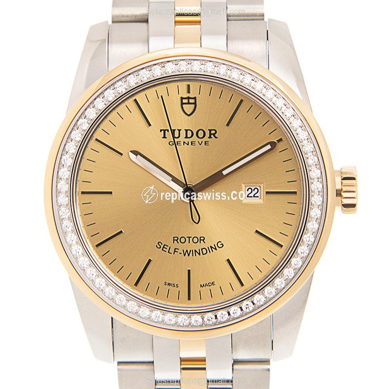 Tudor Glamour Date Replica in Gold Dial & Automatic Movement | Crystal | 0.5kg Net Weight Watch