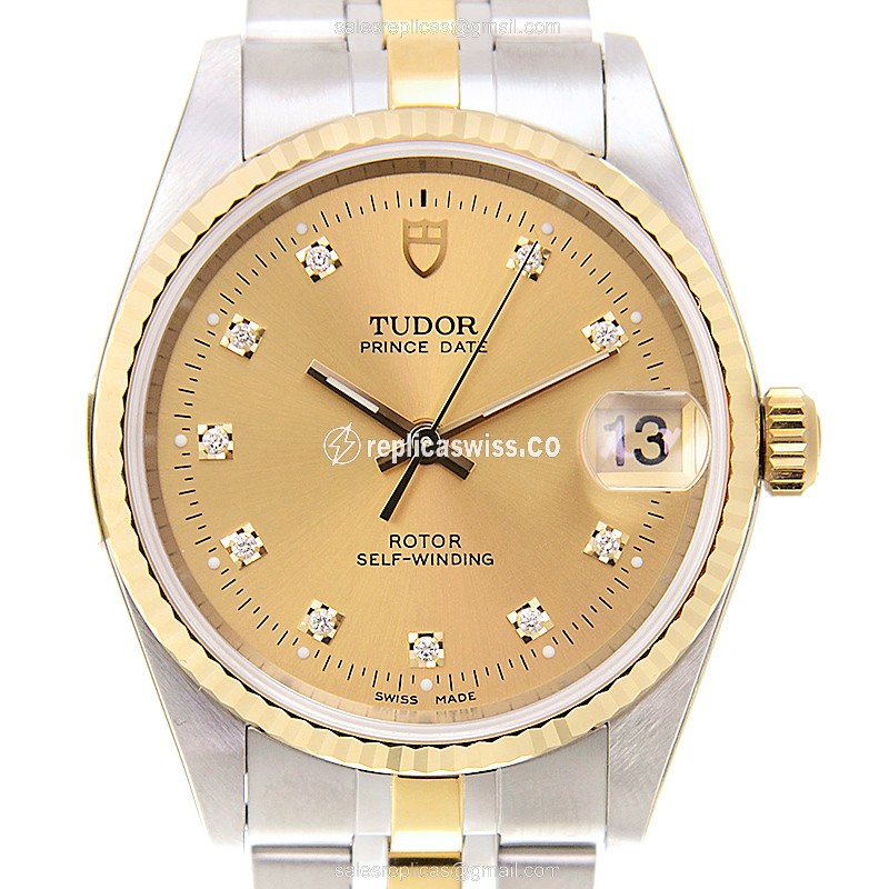 Tudor Glamour Date Replica in Gold-Plated Steel | Automatic Movement, Crystal Glass Watch