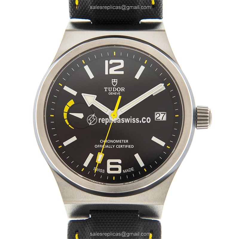 Tudor North Flag Replica Watch | Automatic Movement, Black Dial & Leather Strap