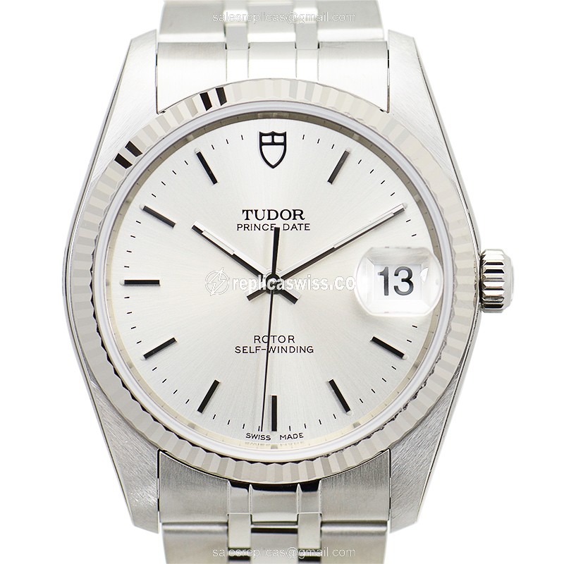 Tudor Prince Date Replica: Automatic Movement, Silver Dial & Case, Stainless Steel Strap Watch
