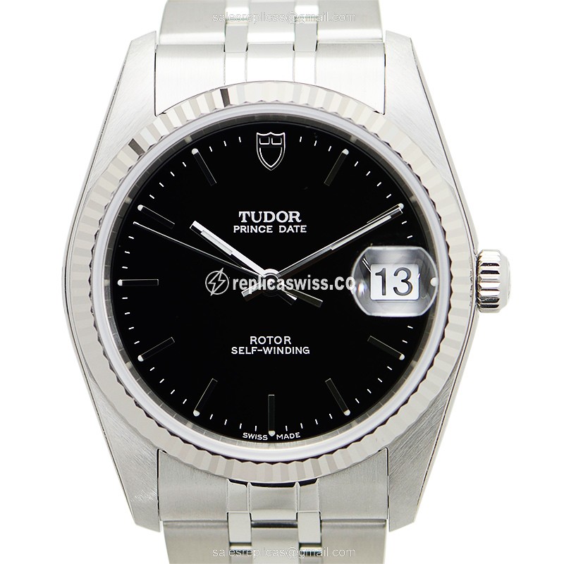 Tudor Prince Date Replica | Black Dial, Automatic Movement | Stainless Steel Case Watch