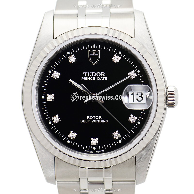 Tudor Prince Date Replica Watch | Automatic Movement | Black Dial | Stainless Steel Case