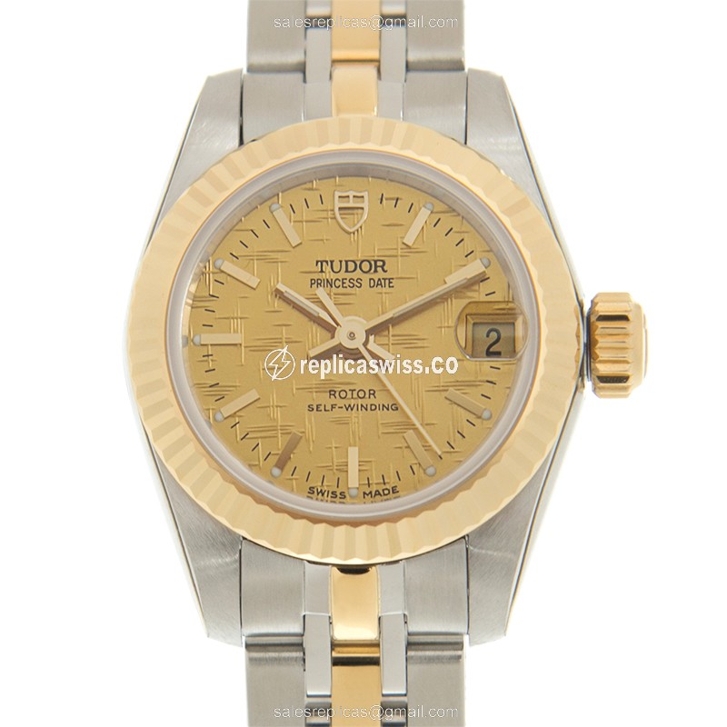 Tudor Princess Date Replica in 18kt Gold Case, Automatic Movement, Gold Dial Watch